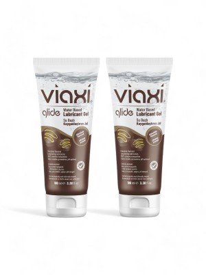 Viaxi Glide Sexual Lubricant, Chocolate Flavored Sex Lubes Gel, Health Lubricant, 100% Condom Compatible, 2-Pack, 100ml Each, Total 200ml, 3.3814 oz Each