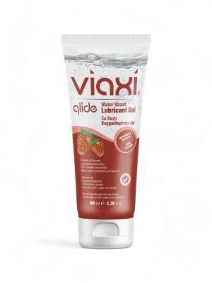 Viaxi Glide Sexual Lubricant, Strawberry Flavored Sex Lubes Gel, Health Lubricant, 100% Condom Compatible, 100ml, 3.3814 oz